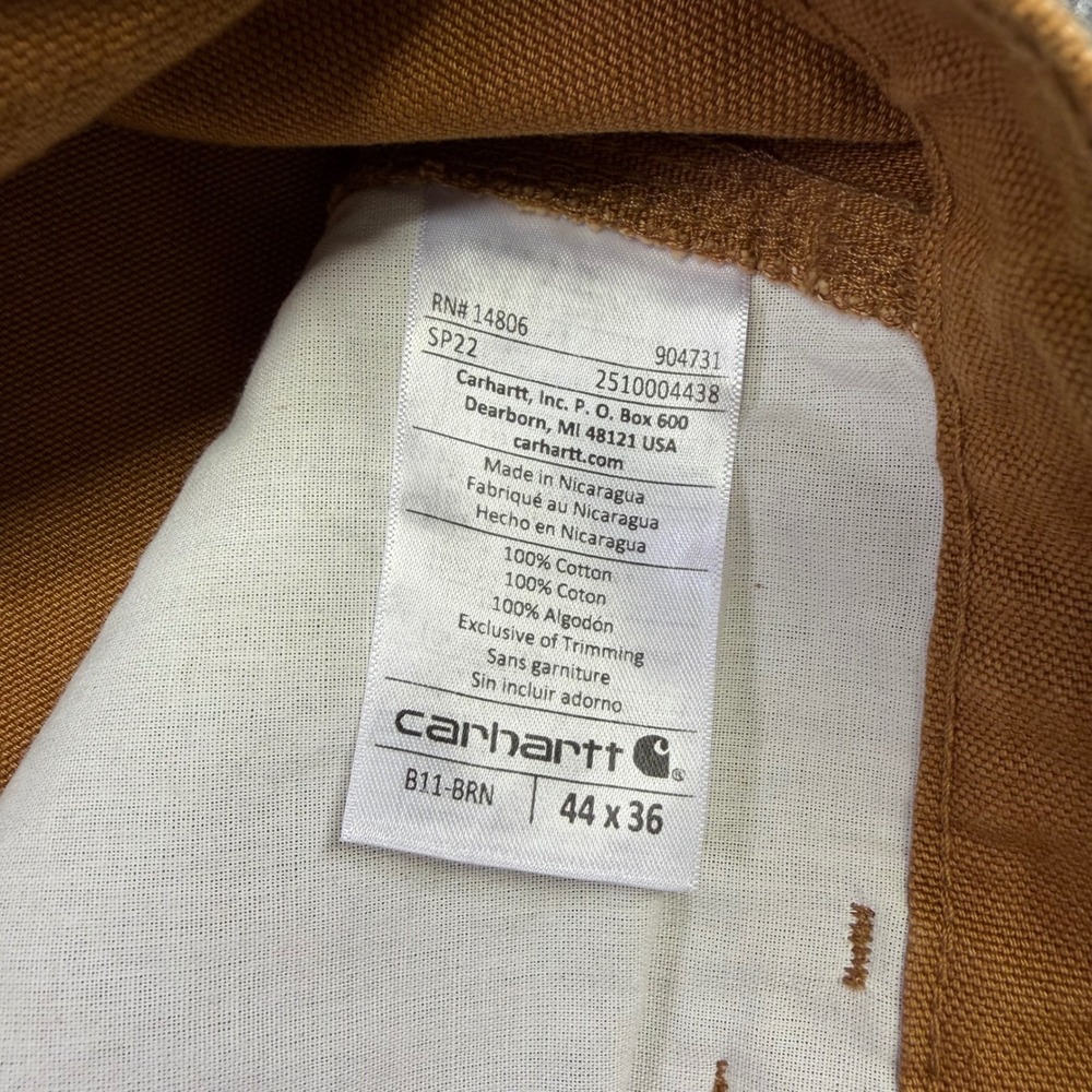 NWT Carhartt B11 BRN Canvas Relaxed Fit Utility Work Pants Men's 44x36 Brown - Picture 6 of 11